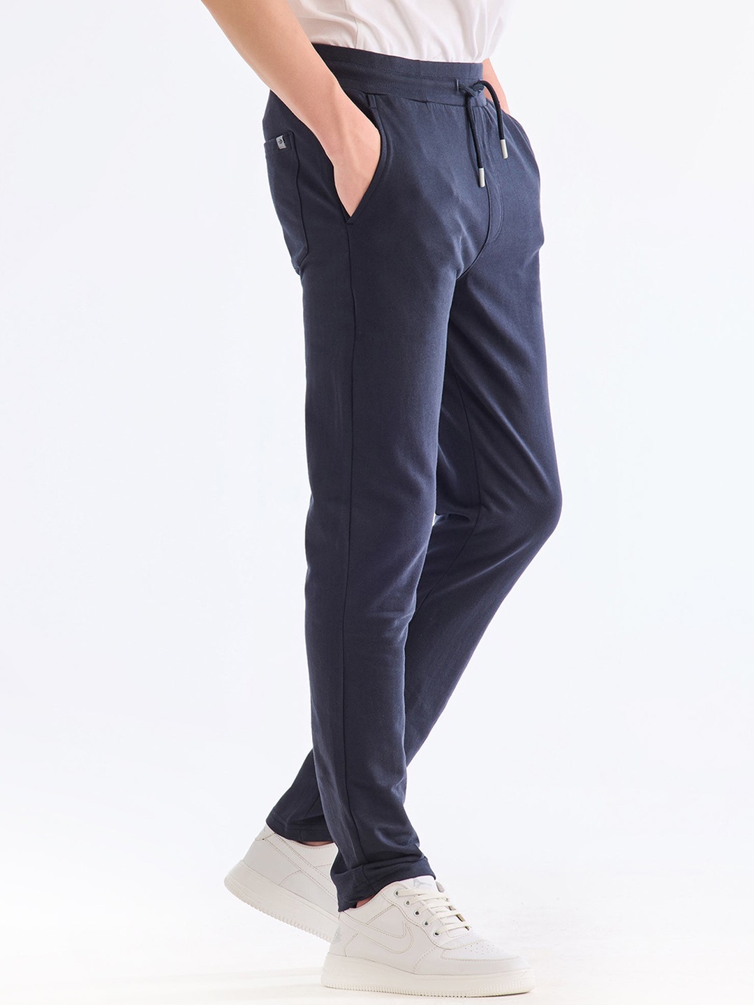 

Red Flame Men Pure Cotton Track Pants, Navy blue