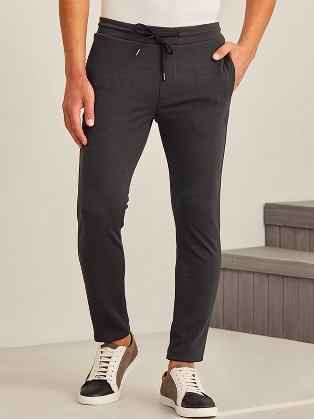 

Red Flame Men Stretchable Track Pants, Black