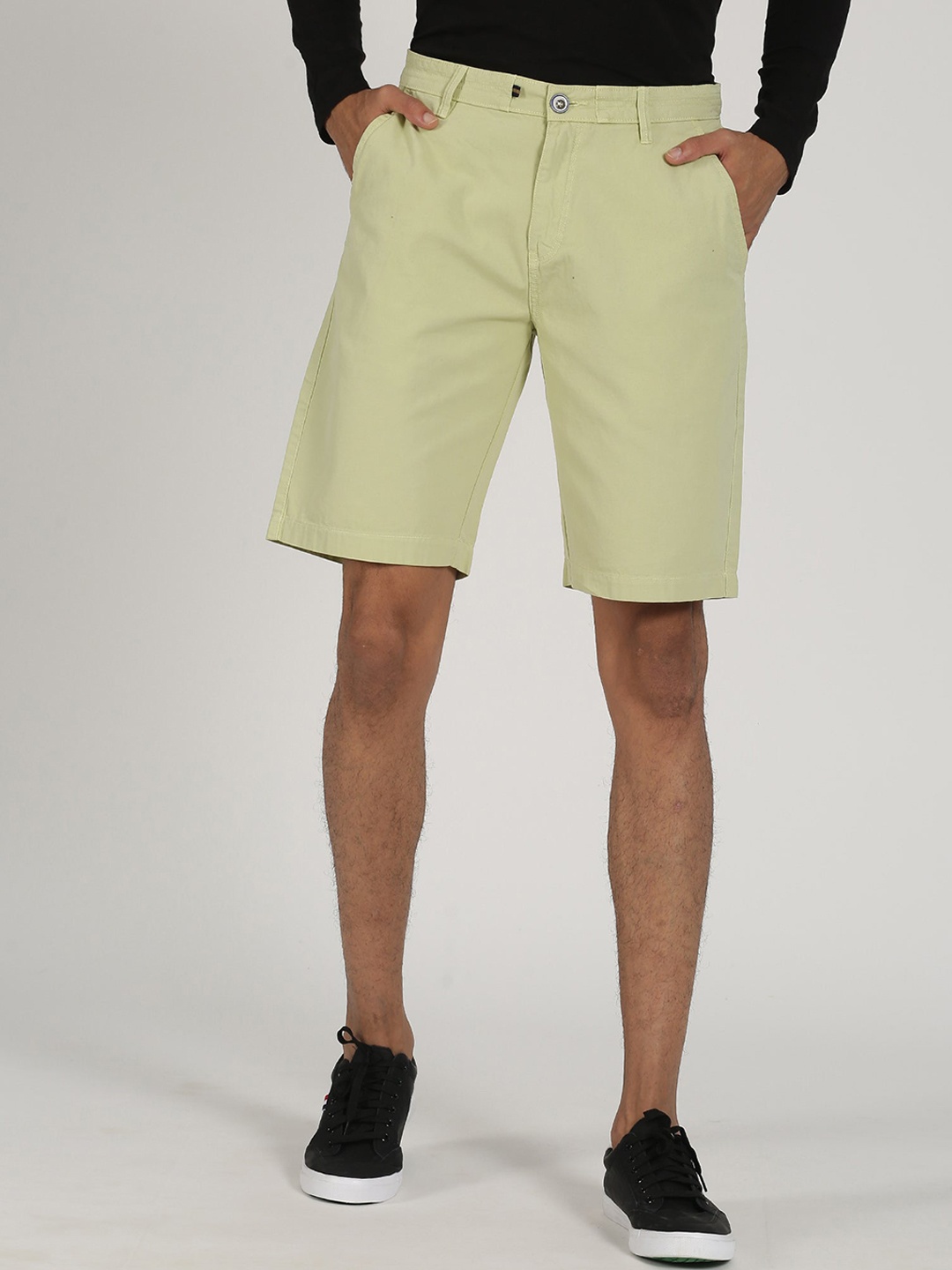 

Red Flame Men Mid-Rise Pure Cotton Chino Shorts, Green
