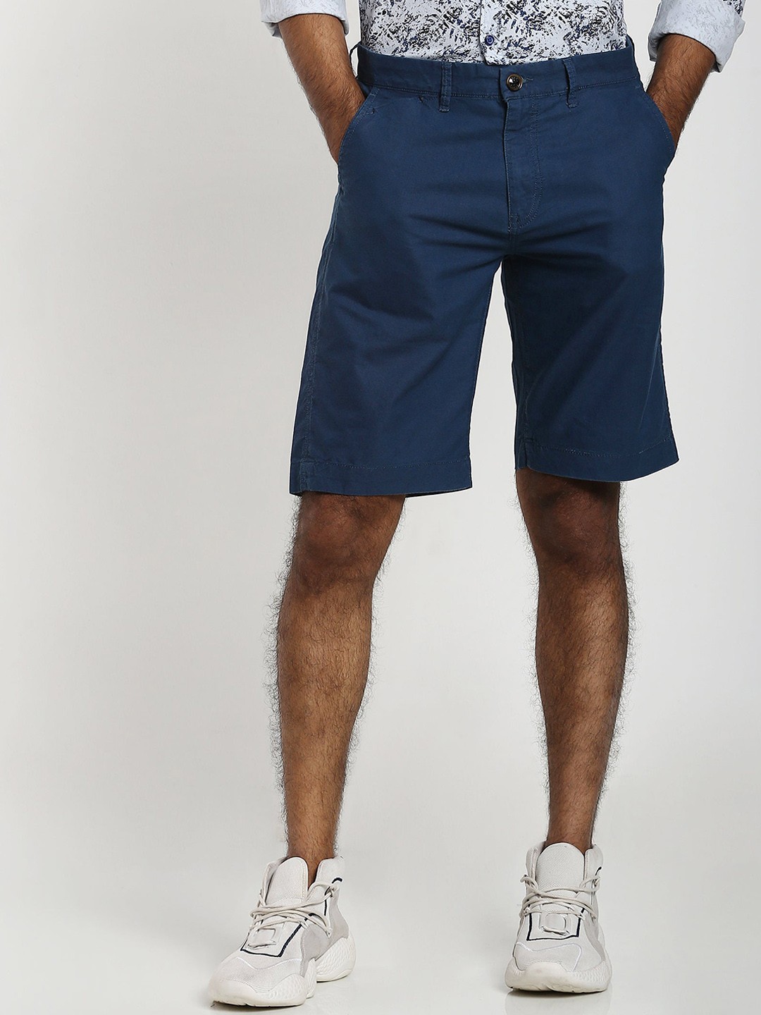 

Red Flame Men Mid-Rise Pure Cotton Shorts, Teal