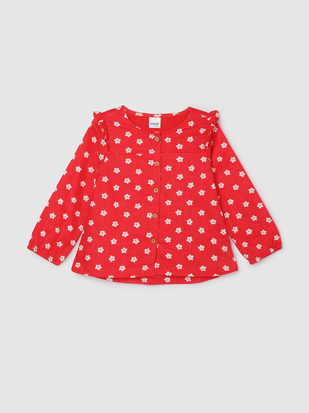 

max Girls Floral Printed Cotton Top, Red