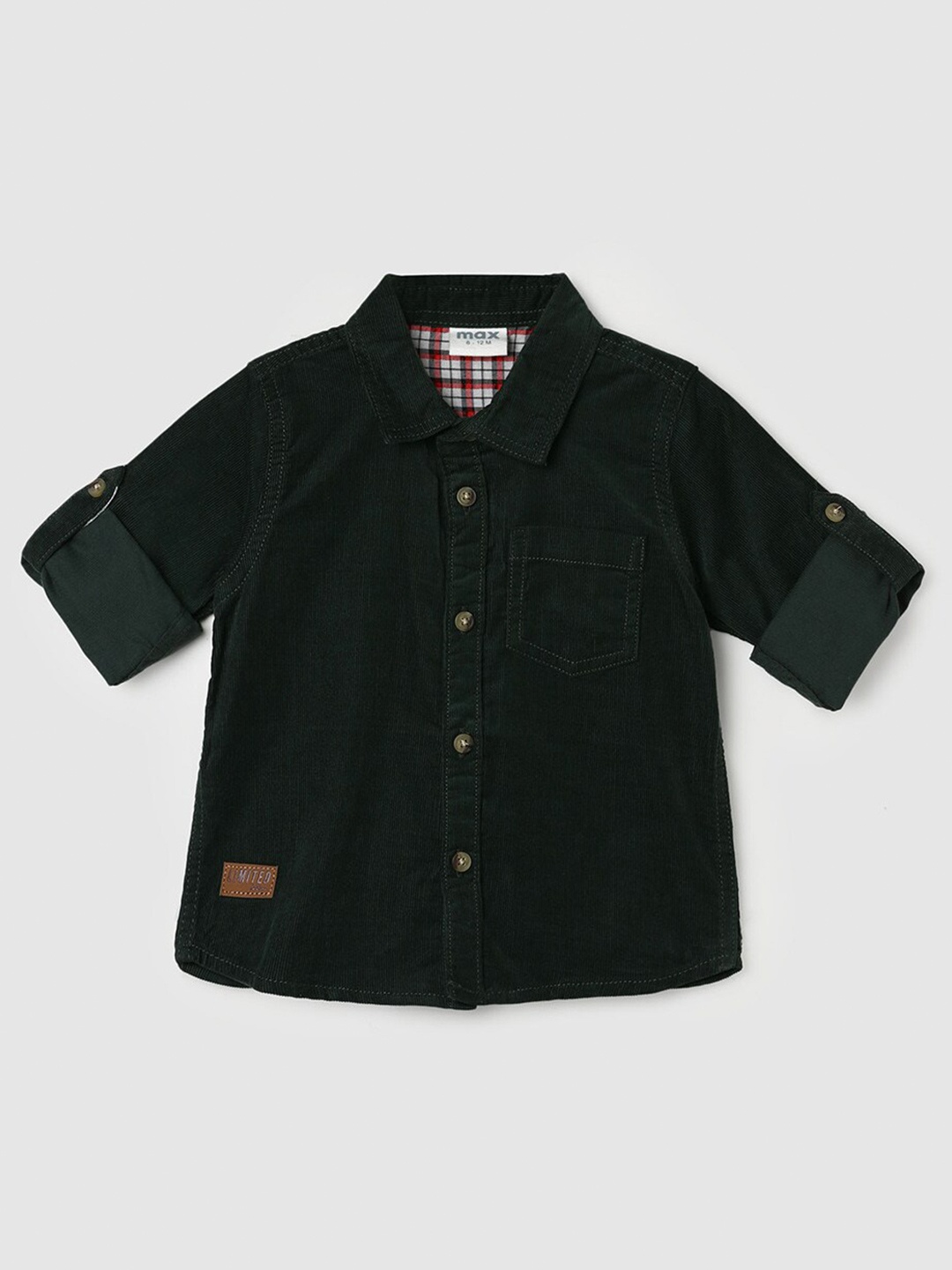 

max Boys Roll-Up Sleeves Cotton Casual Shirt, Olive