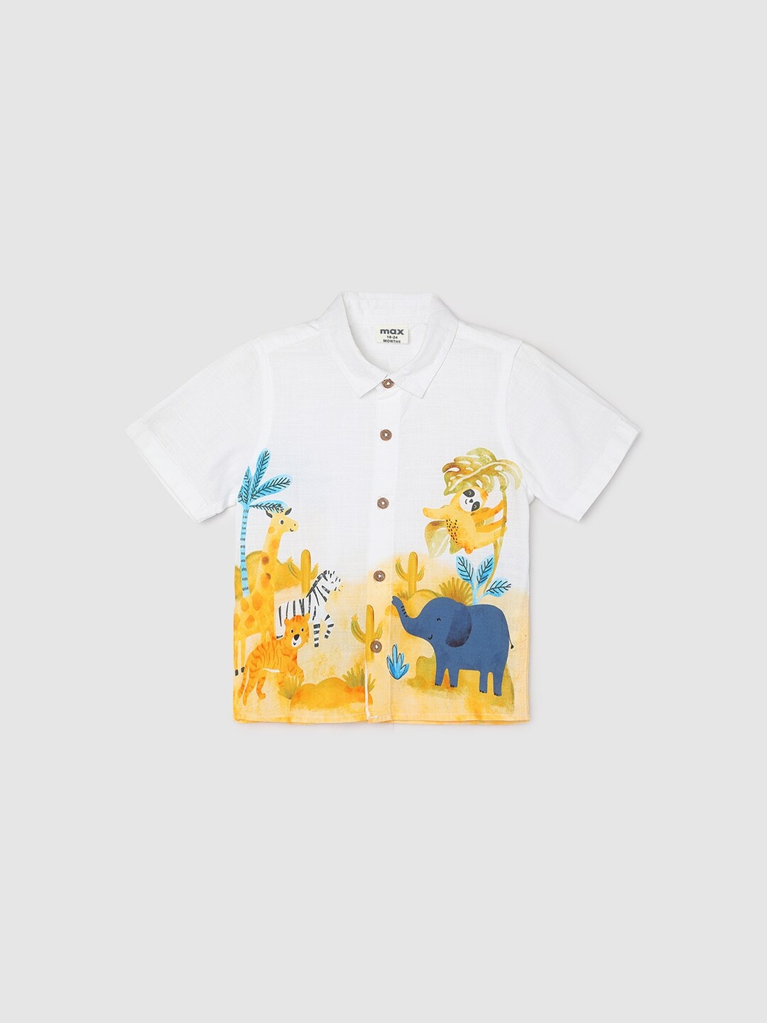 

max Boys Graphic Printed Cotton Casual Shirt, White