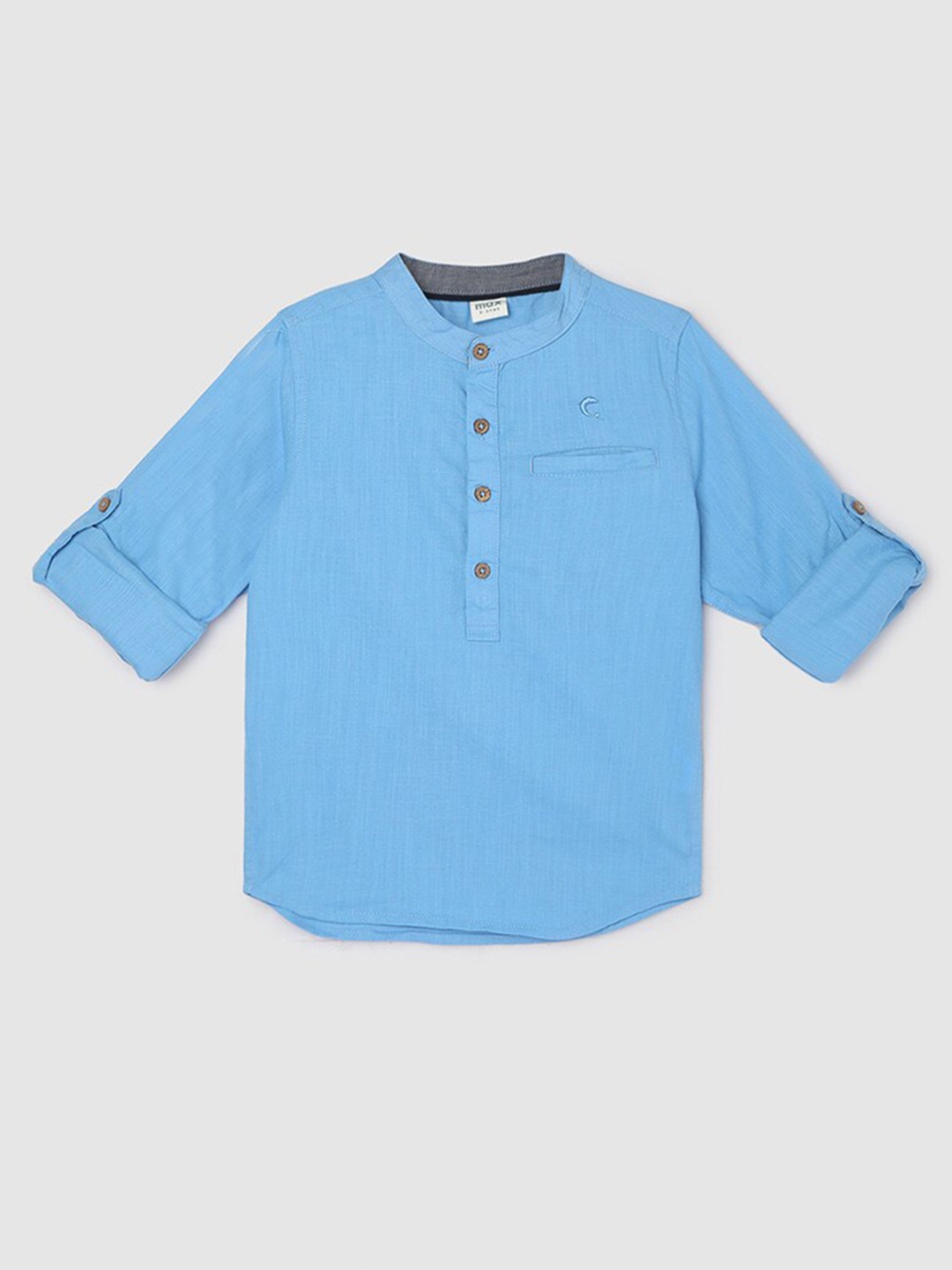 

max Boys Mandarin Collar Cotton Casual Shirt, Blue