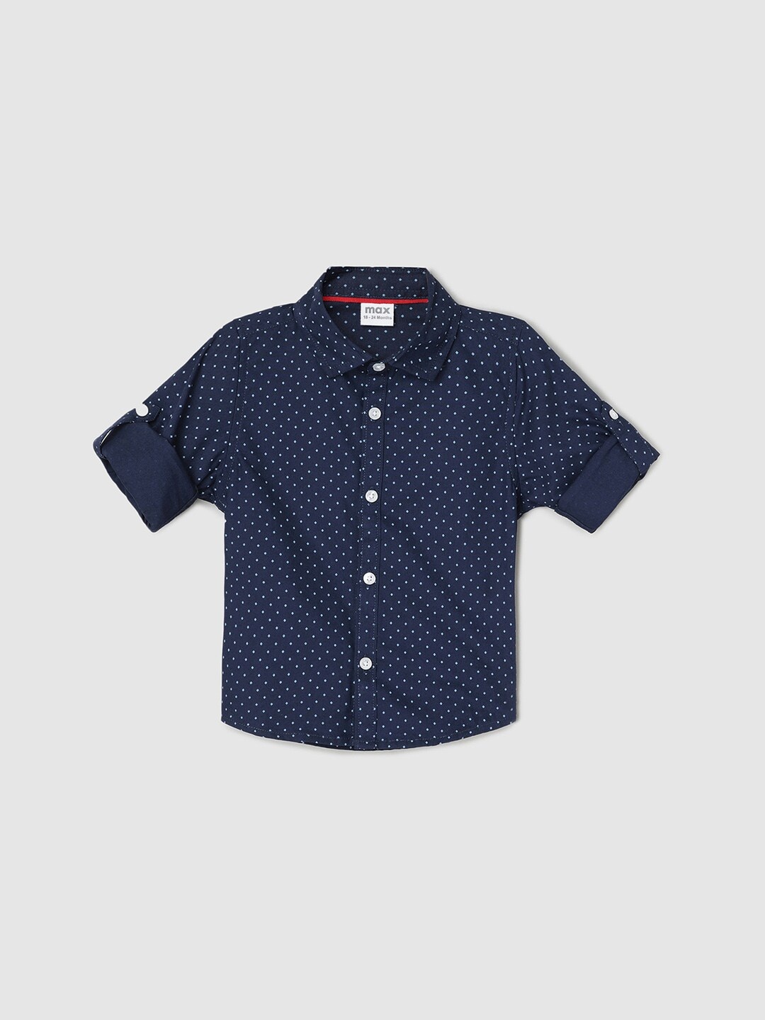 

max Boys Micro Ditsy Printed Cotton Casual Shirt, Navy blue