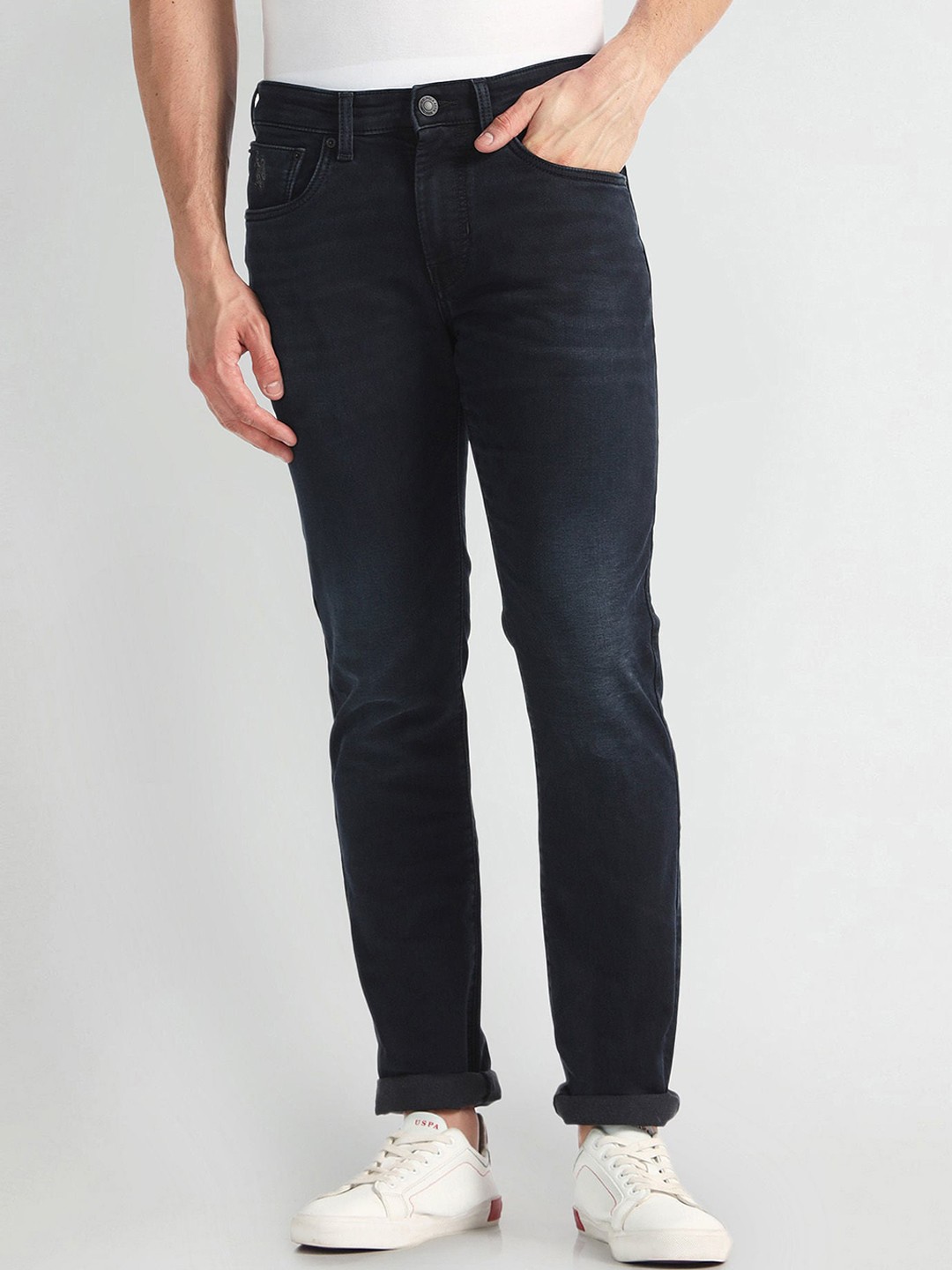 

U.S. Polo Assn. Denim Co. Men Straight Fit Light Fade Stretchable Jeans, Blue