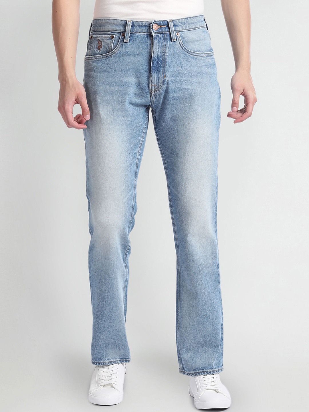 

U.S. Polo Assn. Denim Co. Men Bootcut Heavy Fade Stretchable Jeans, Blue