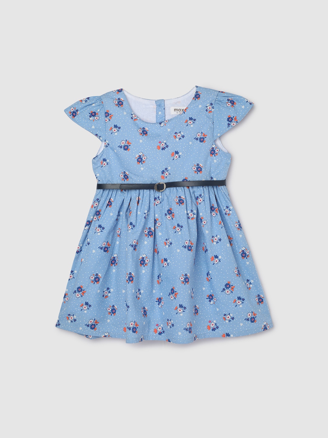 

max Floral Print Fit & Flare Dress, Blue