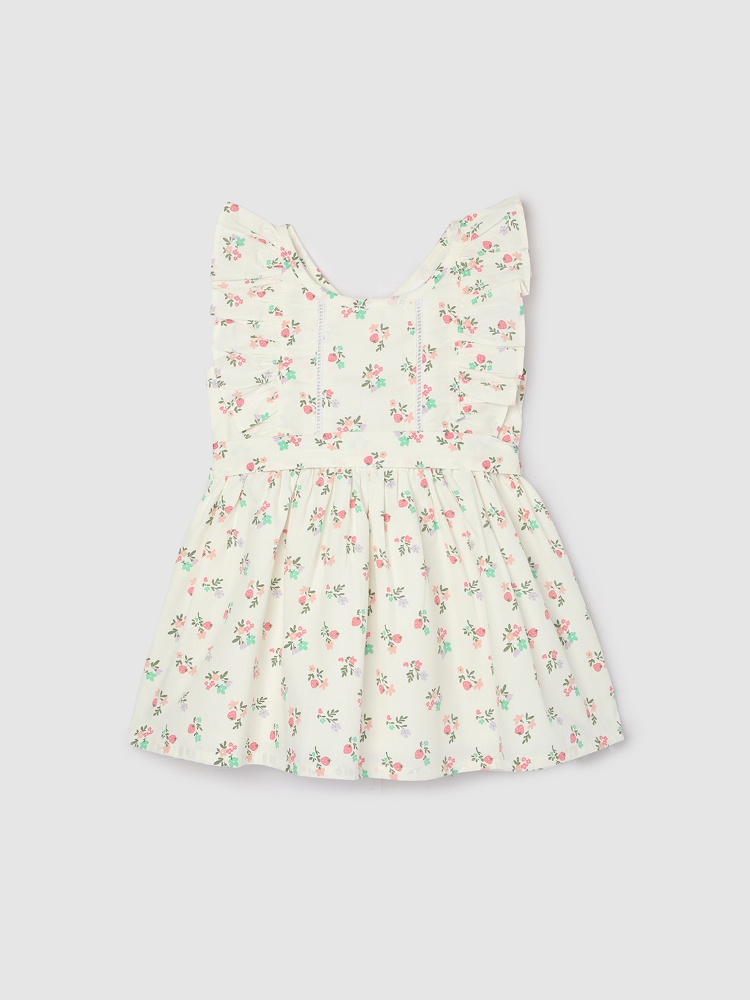 

max Floral Print Flutter Sleeve Fit & Flare Dress, White