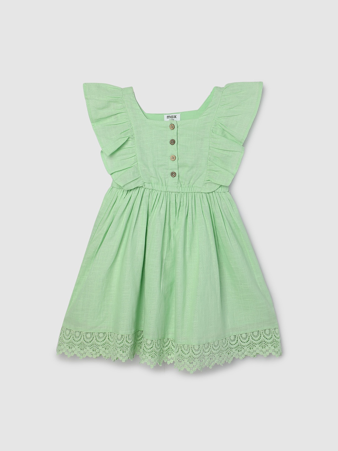 

max Flutter Sleeve Fit & Flare Dress, Green