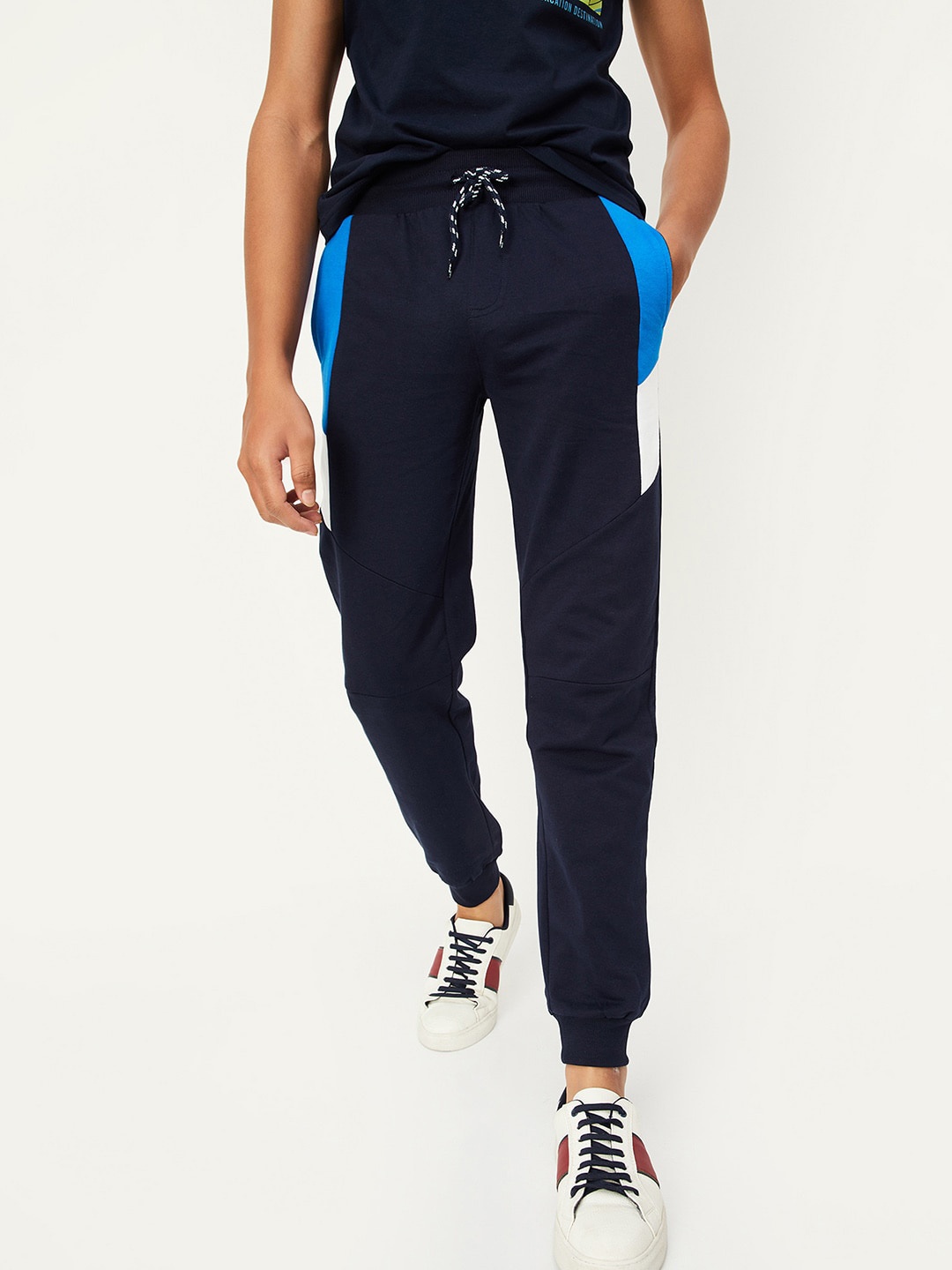 

max Boys Pure Cotton Joggers, Navy blue