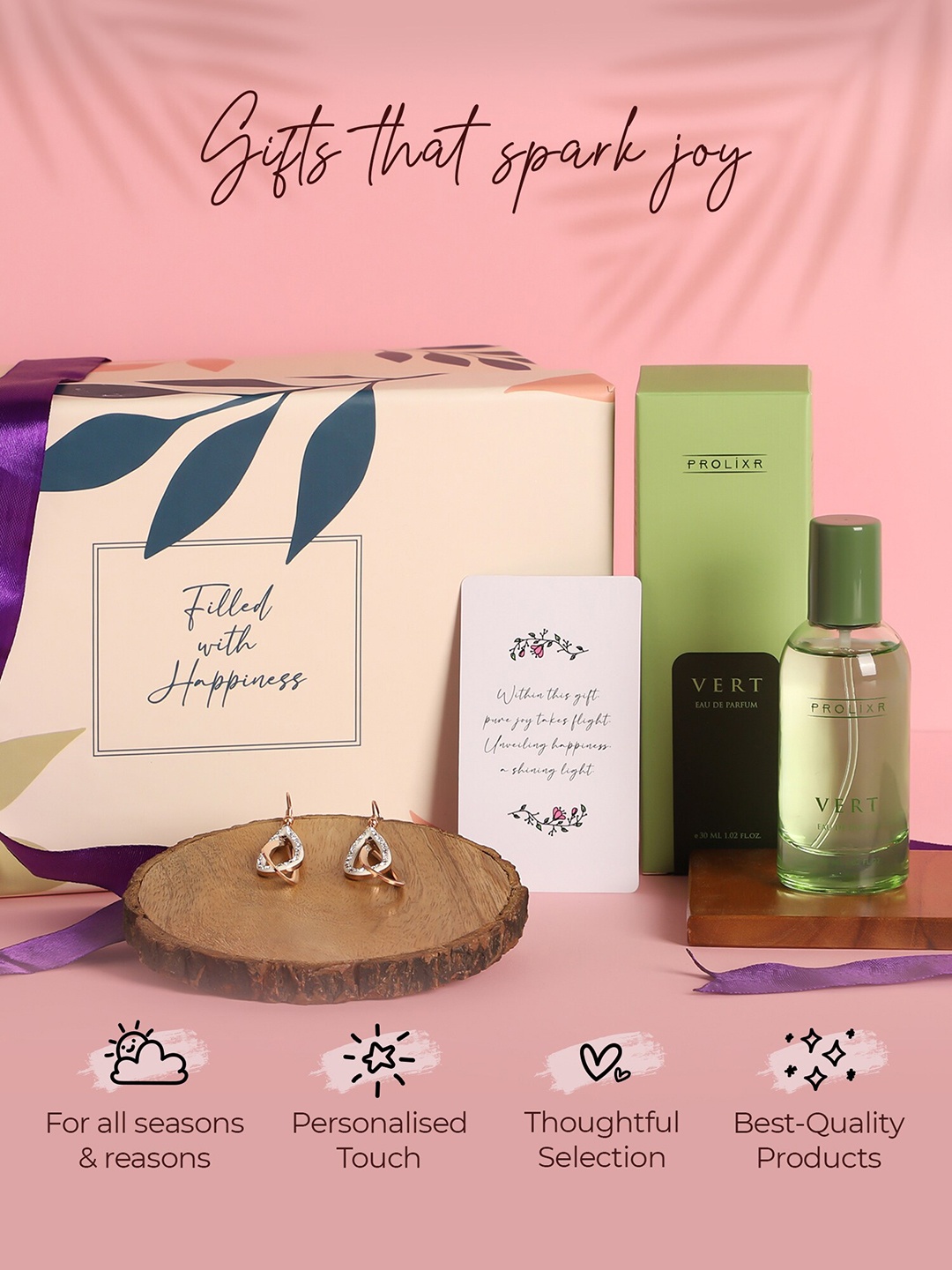 

Gleevers Vert Long Lasting Eau de Parfum 30ml & Rose Gold-Toned Stone-Studded Earrings, Green