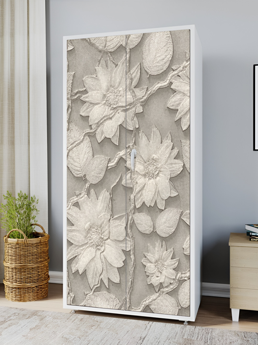 

WALLWEAR Beige Floral Self-Adhesive Wardrobe Wallpaper