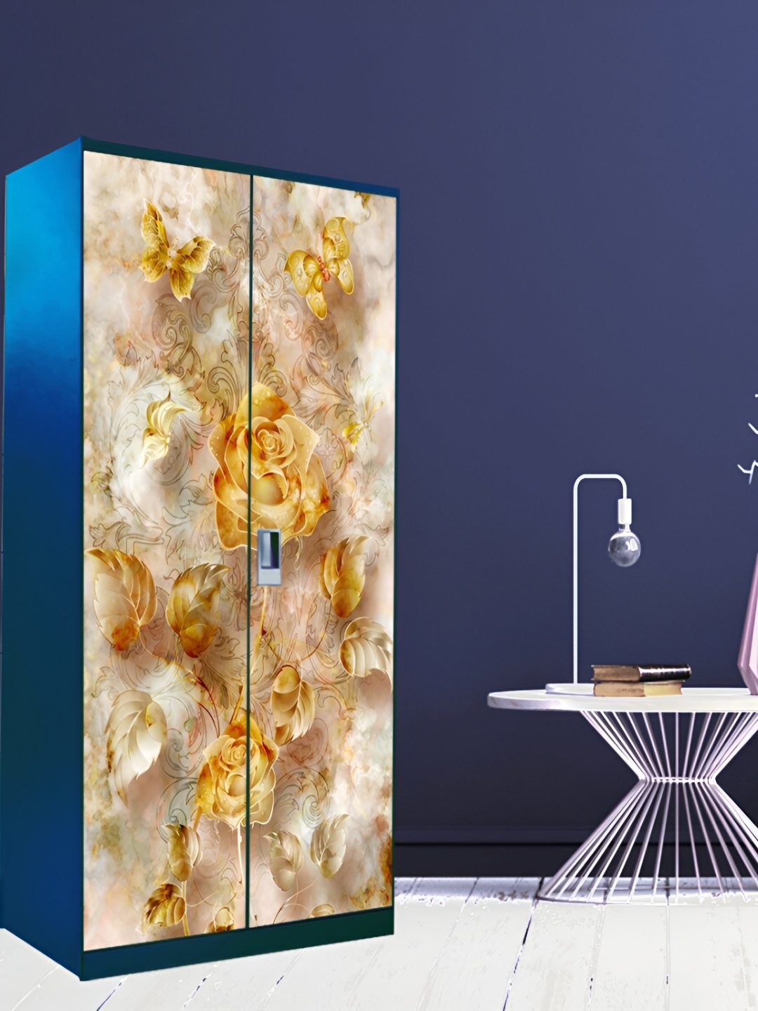 

WALLWEAR Beige Floral Printed Self Adhesive Wardrobe Wallpaper