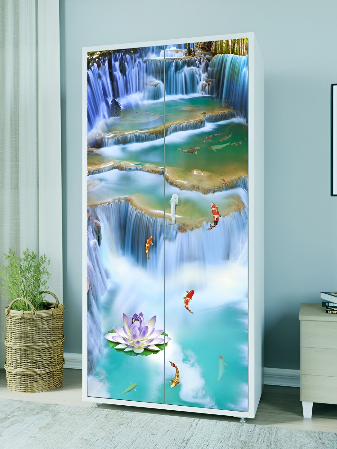 

WALLWEAR Blue & Green Waterfall Printed Self Adhesive Wardrobe Wallpaper