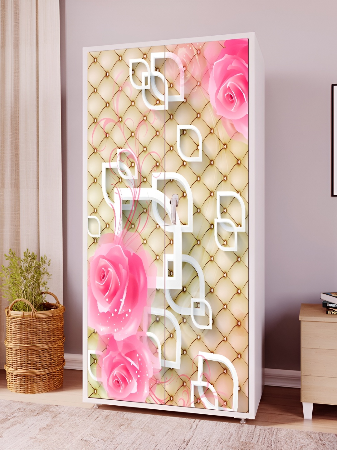 

WALLWEAR Beige & Pink Floral Printed Self Adhesive Wardrobe Wallpaper