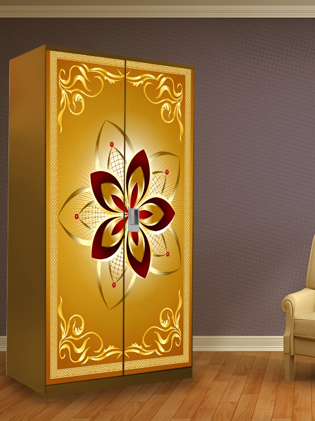 

WALLWEAR Brown & Red Floral-printed Self-Adhesive Wardrobe Wallpaper