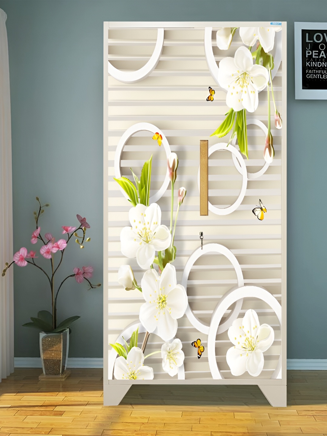 

WALLWEAR Beige & Green Floral-printed Self-Adhesive Wardrobe Sticker