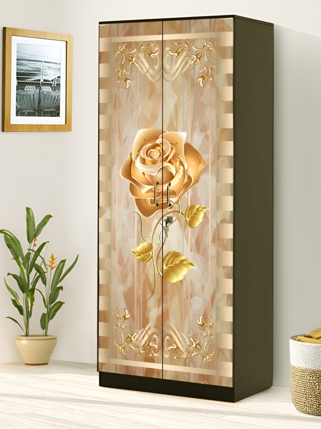 

WALLWEAR Brown Floral Printed Self-Adhesive Wardrobe Wallpaper