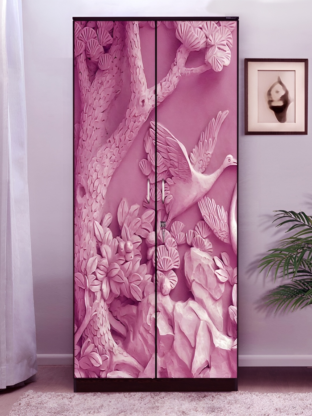 

WALLWEAR Pink Kingfisher Printed Self-Adhesive Wardrobe Wallpaper
