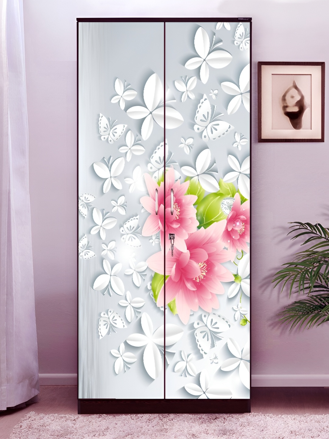 

WALLWEAR Grey & White Floral Printed Self-Adhesive Wardrobe Wallpaper