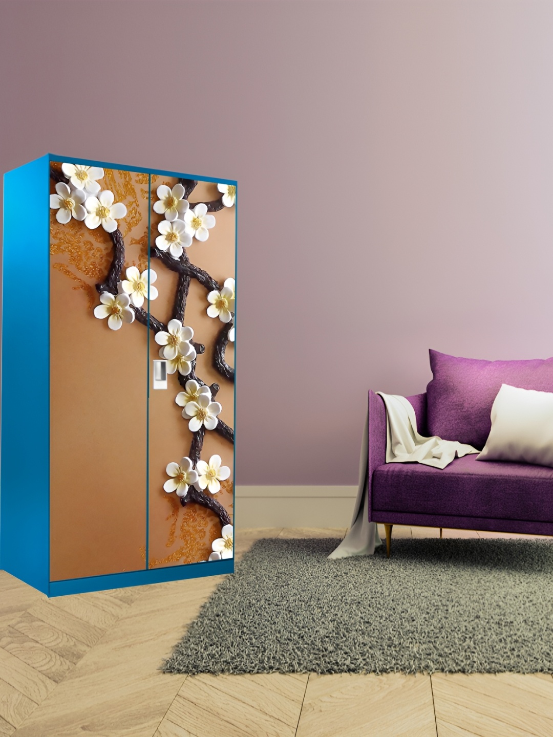 

WALLWEAR Brown & White Floral Printed Self Adhesive Wardrobe Wallpaper