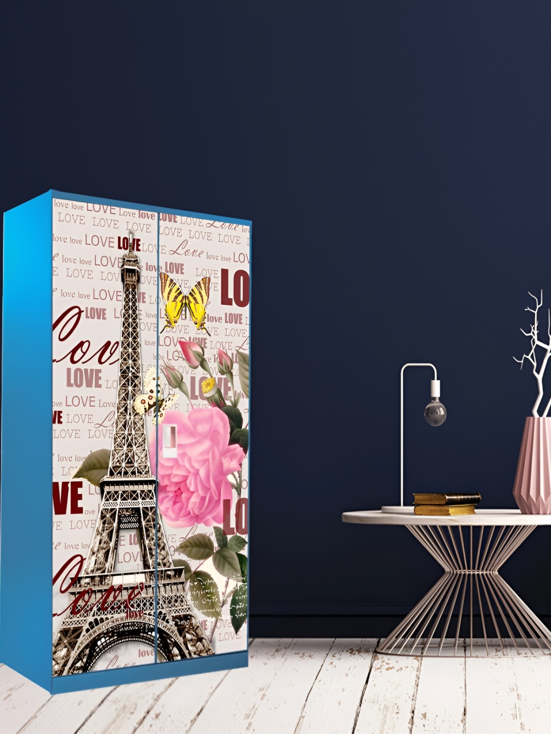

WALLWEAR Beige & Brown Eiffel Tower printed Self Adhesive Wardrobe Wallpaper