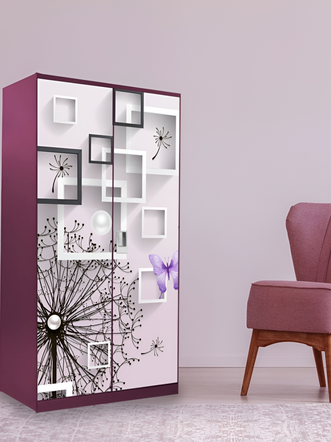 

WALLWEAR Grey & Black Geometric printed Self Adhesive Wardrobe Wallpaper