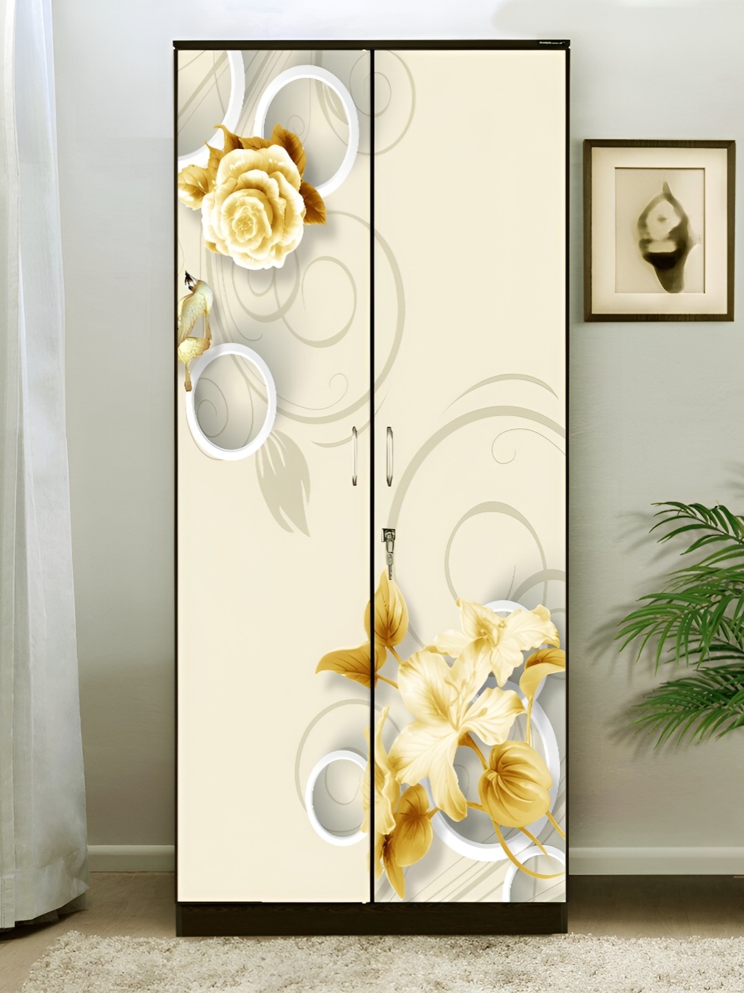

WALLWEAR Beige & Brown Floral Printed Self Adhesive Wardrobe Sticker