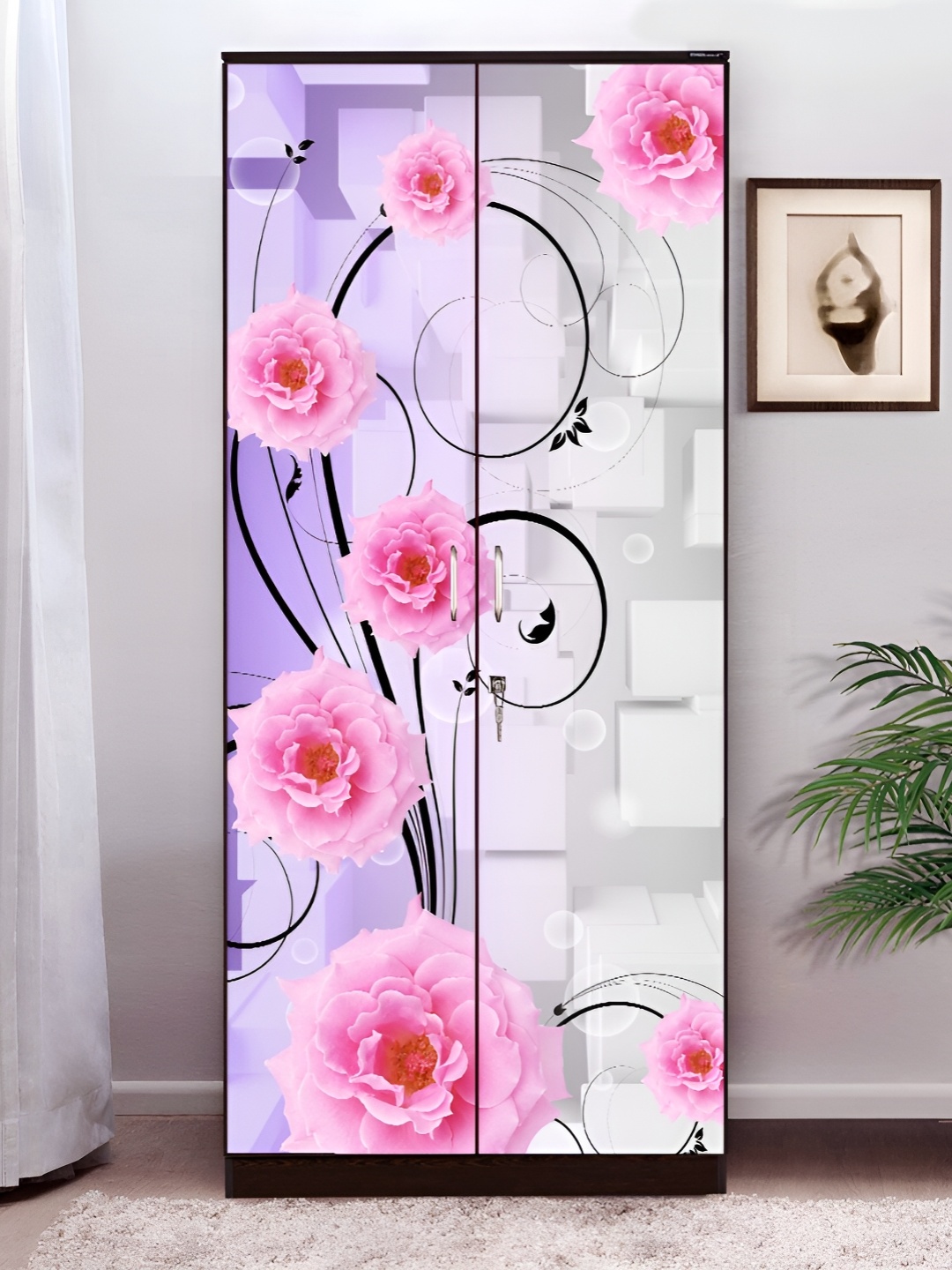 

WALLWEAR Purple & Pink Floral-printed Self-Adhesive Wardrobe Wallpaper