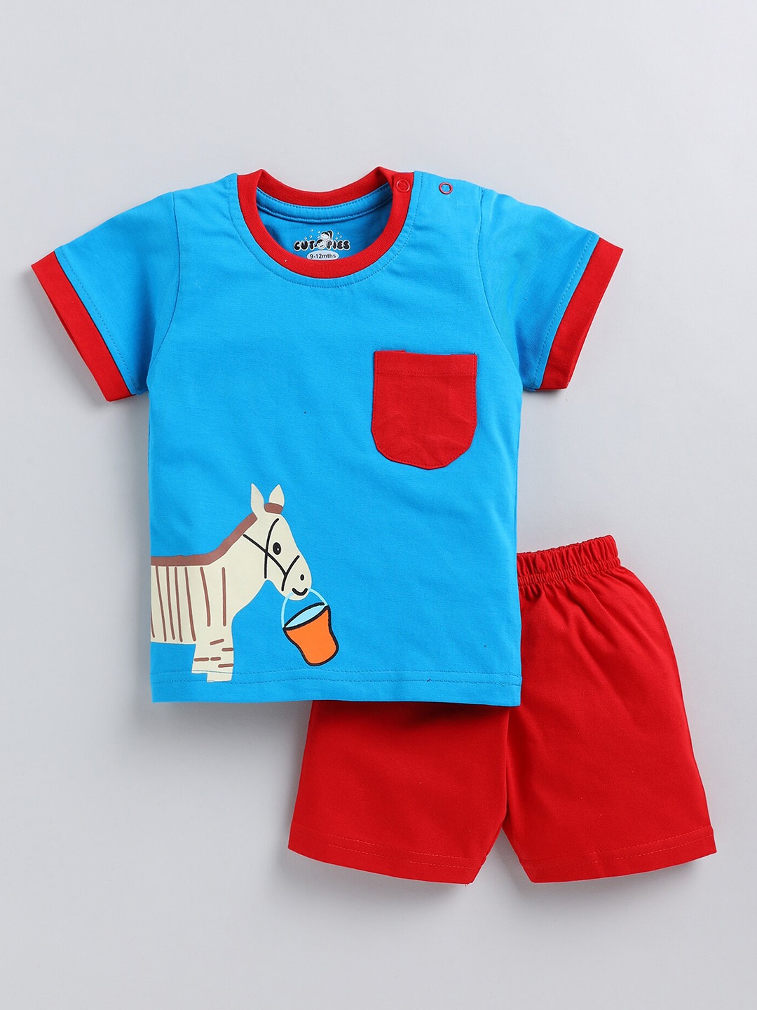 

BAESD Kids Graphic Printed Round Neck T-shirt with Shorts, Blue