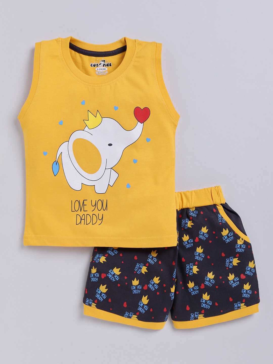 

BAESD Boys Graphic Printed Round Neck T-shirt with Shorts, Yellow