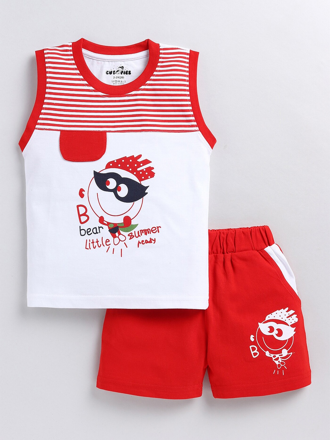 

BAESD Boys Graphic Printed Round Neck T-shirt with Shorts, Red