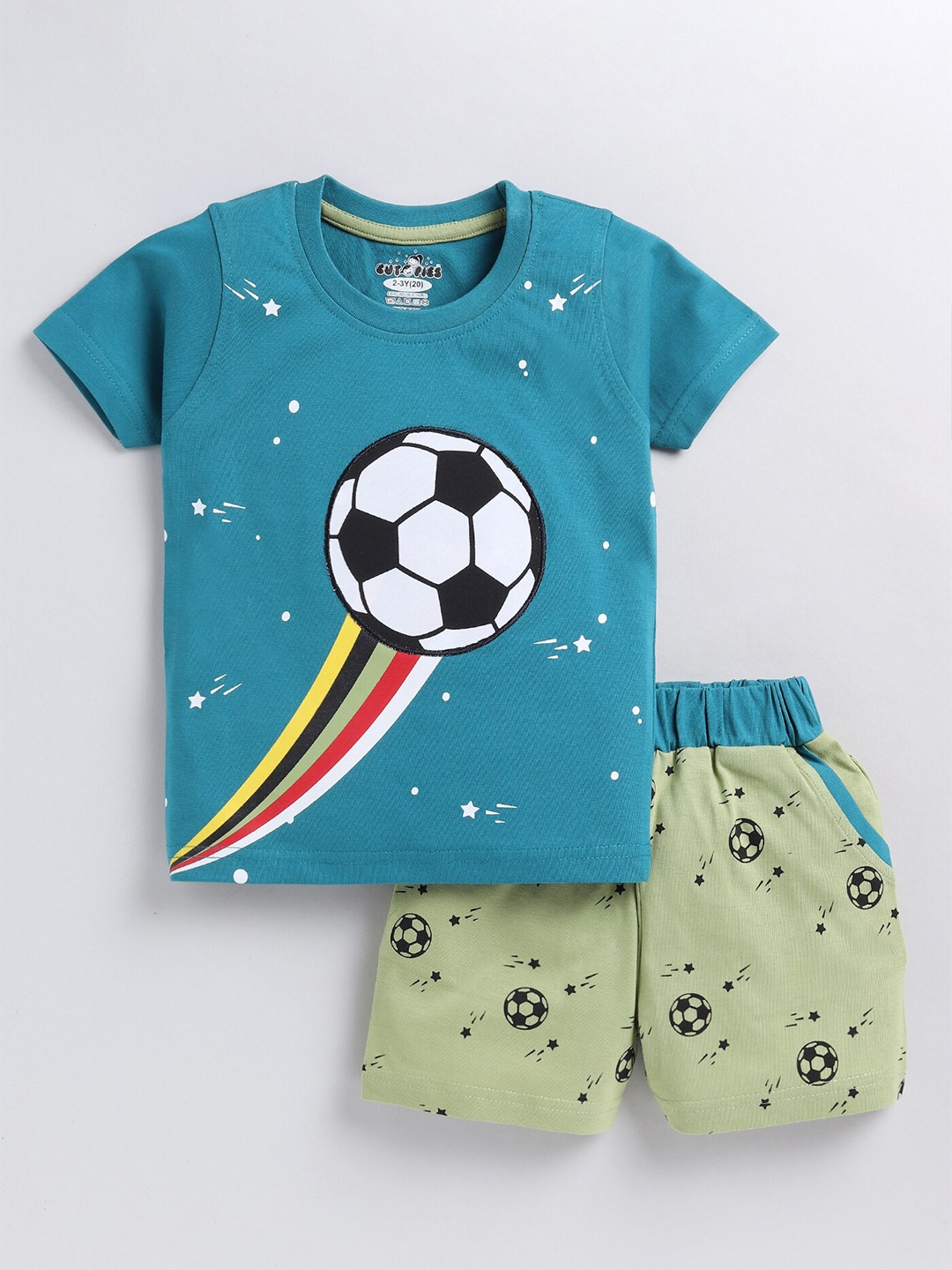 

BAESD Boys Graphic Printed Round Neck T-shirt with Shorts, Green