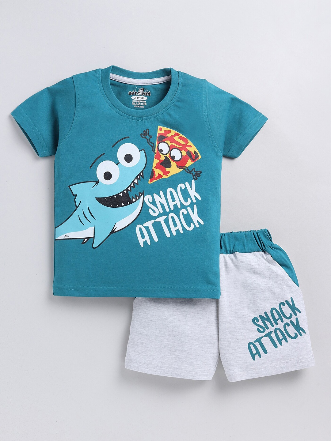 

BAESD Boys Graphic Printed Round Neck T-shirt With Shorts, Blue