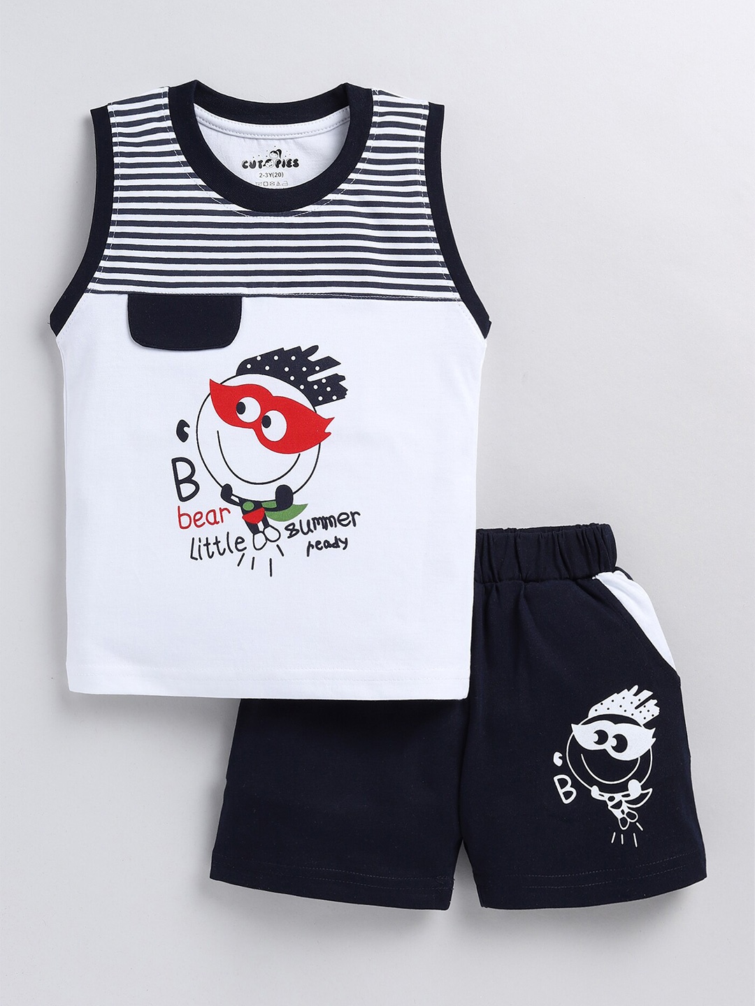 

BAESD Boys Graphic Printed Round Neck T-shirt With Shorts, Navy blue