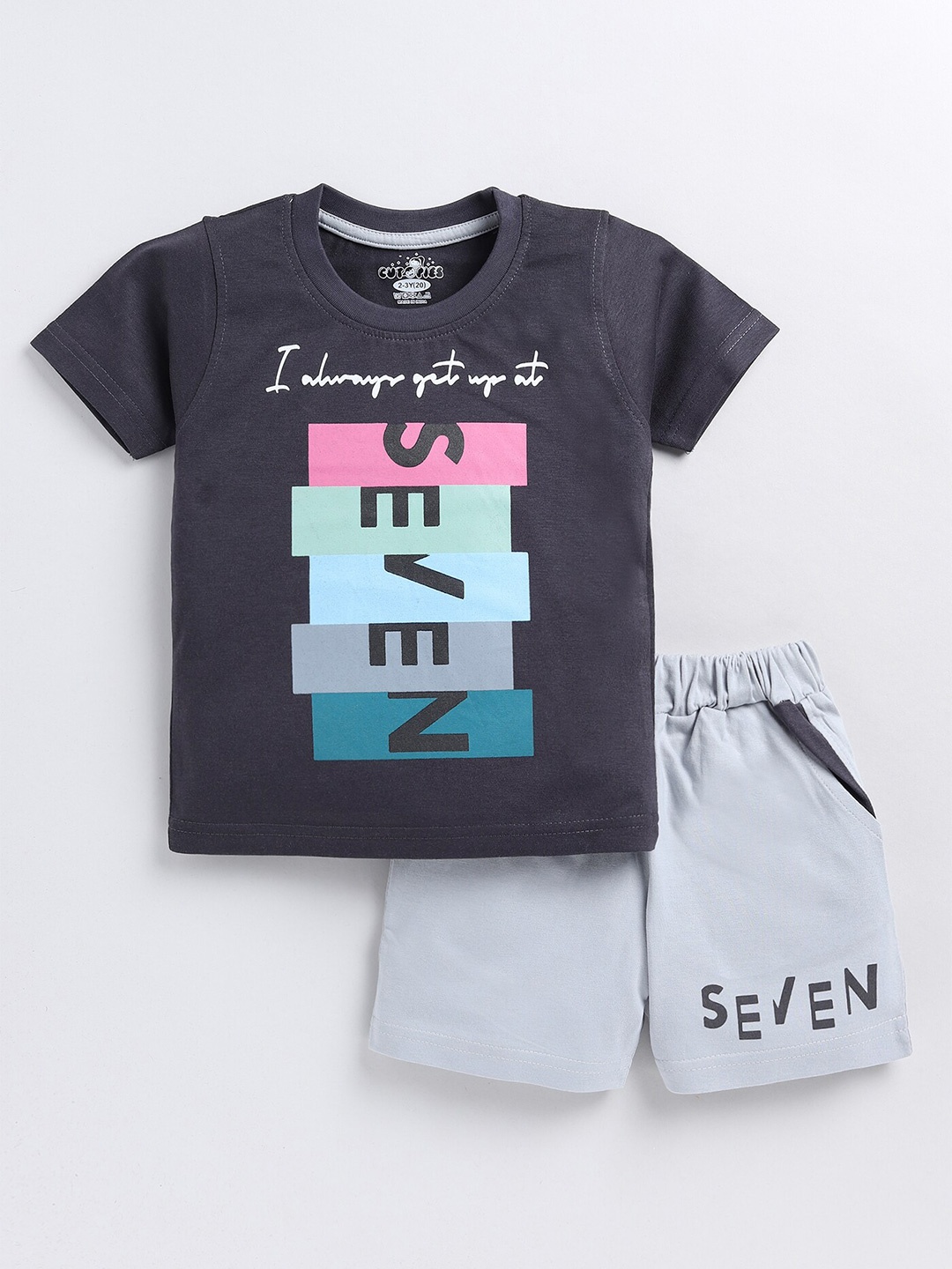 

BAESD Boys Printed Short Sleeves T-shirt with Shorts, Grey