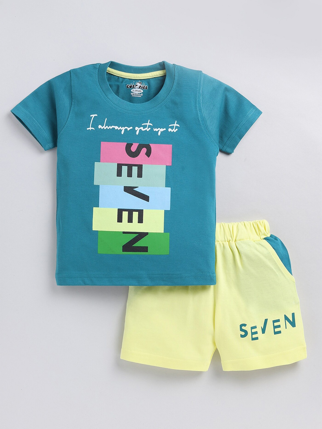 

BAESD Boys Typography Printed T-shirt With Shorts, Green