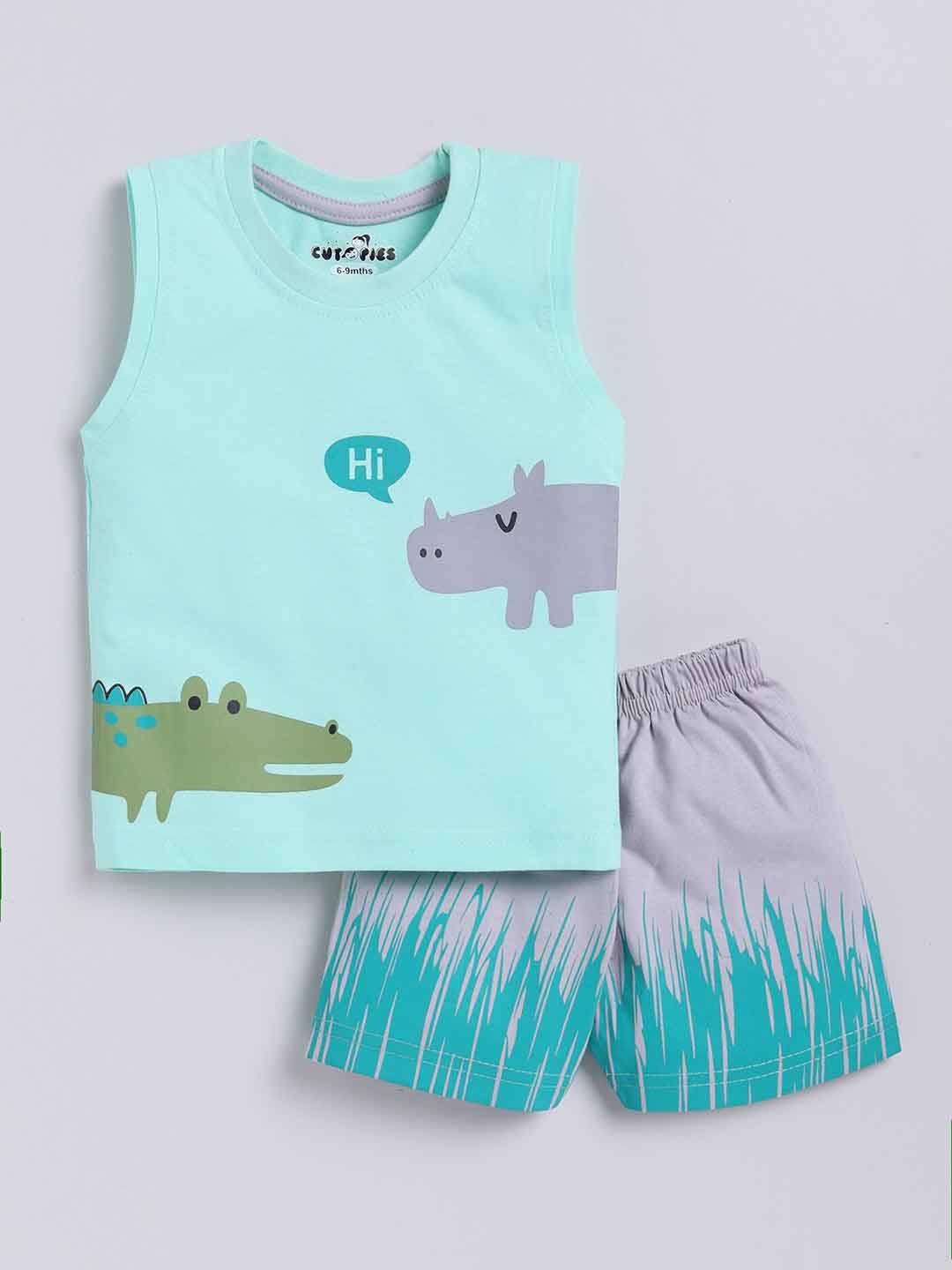 

BAESD infant Conversational Printed T-shirt With Shorts, Green