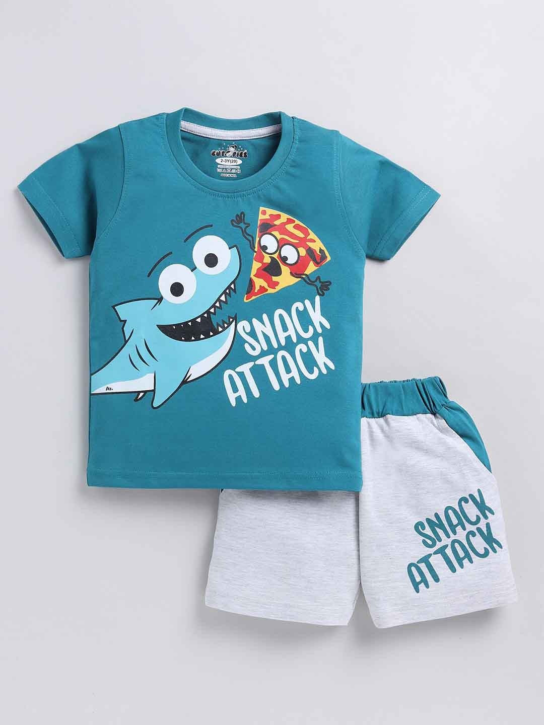 

BAESD Boys Graphic Printed T-shirt With Shorts, Blue