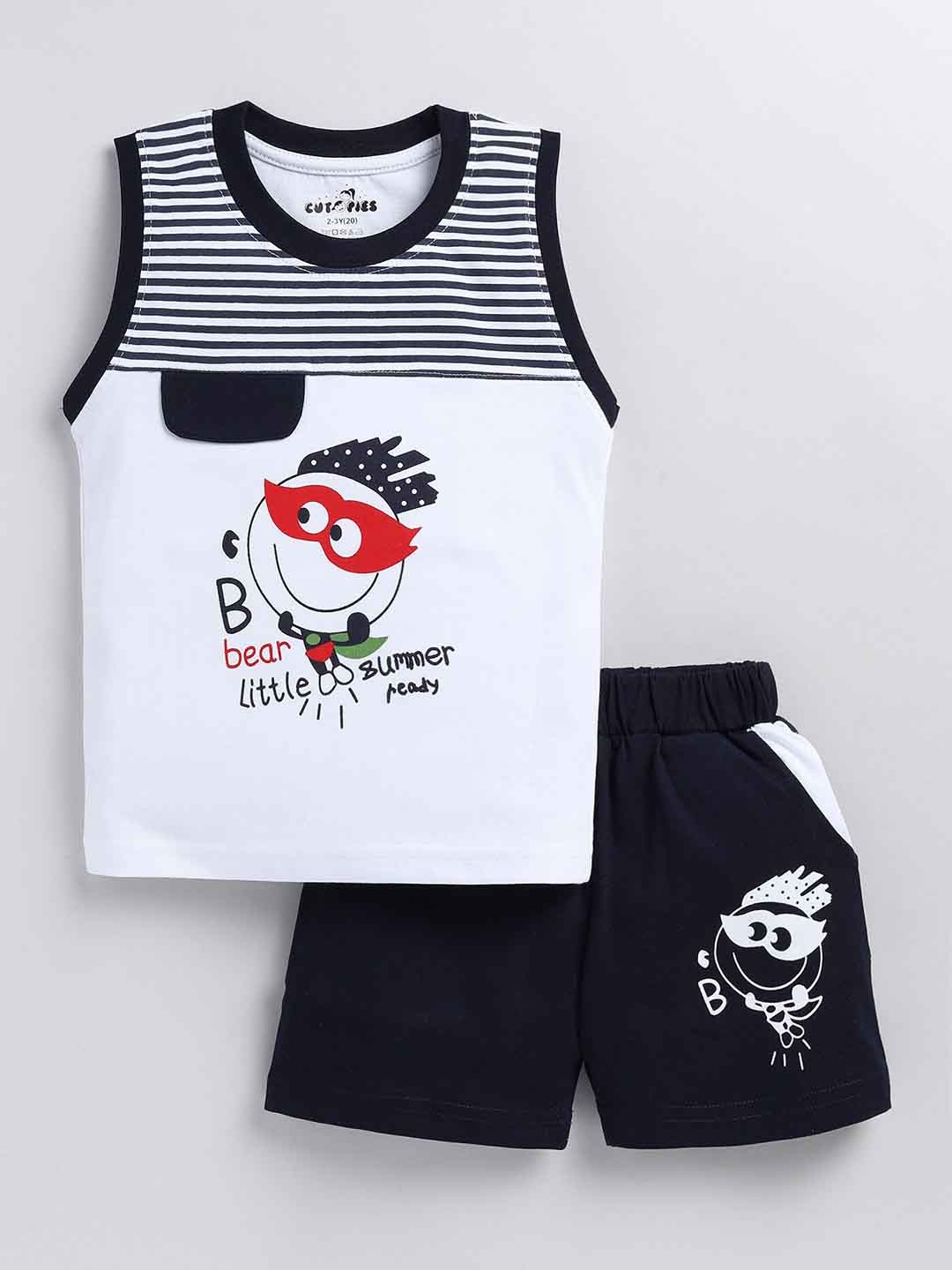 

BAESD Boys Graphic Printed T-shirt With Shorts, Navy blue