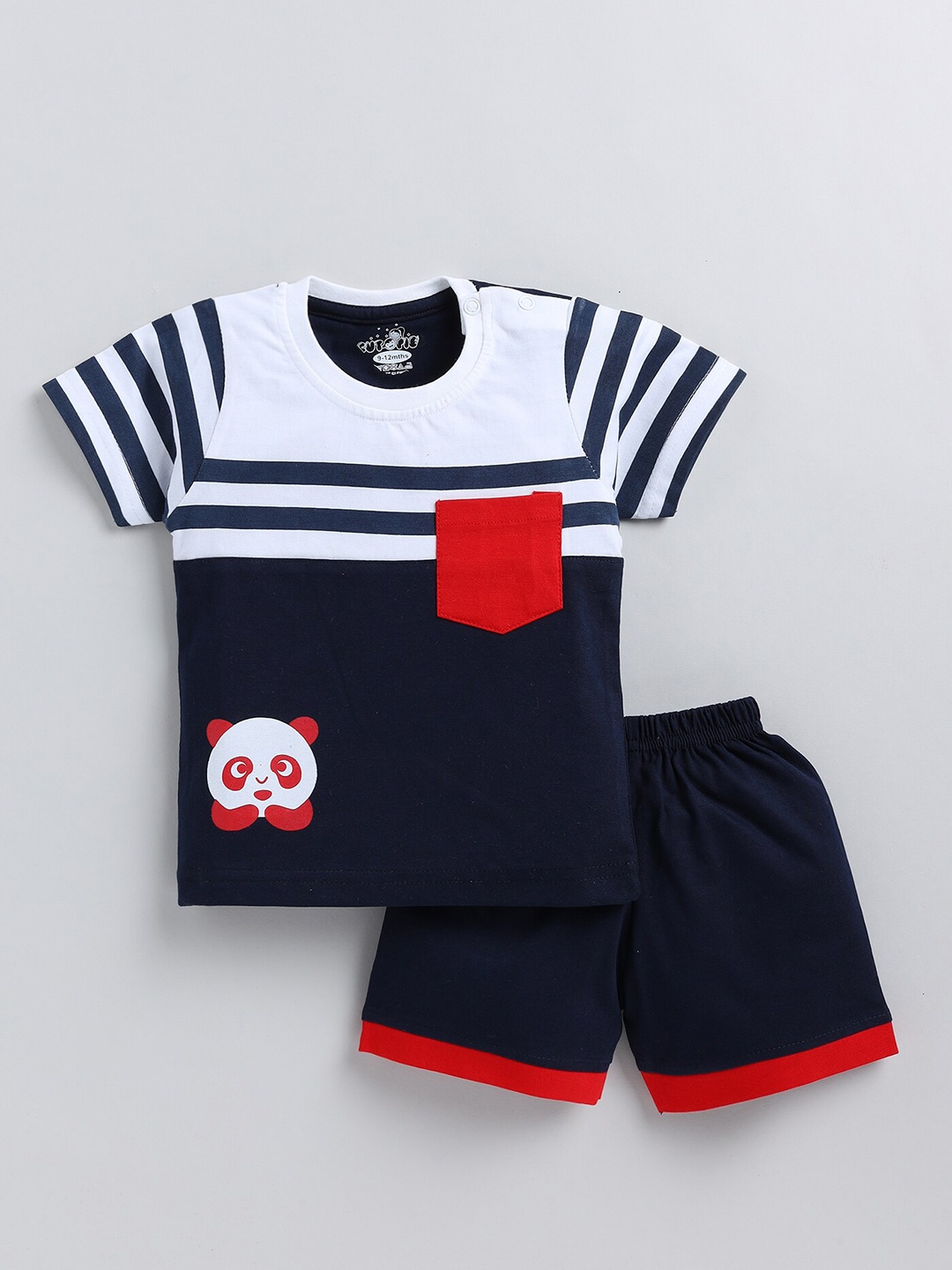 

BAESD Kids Printed Cotton T-shirt with Shorts, Navy blue