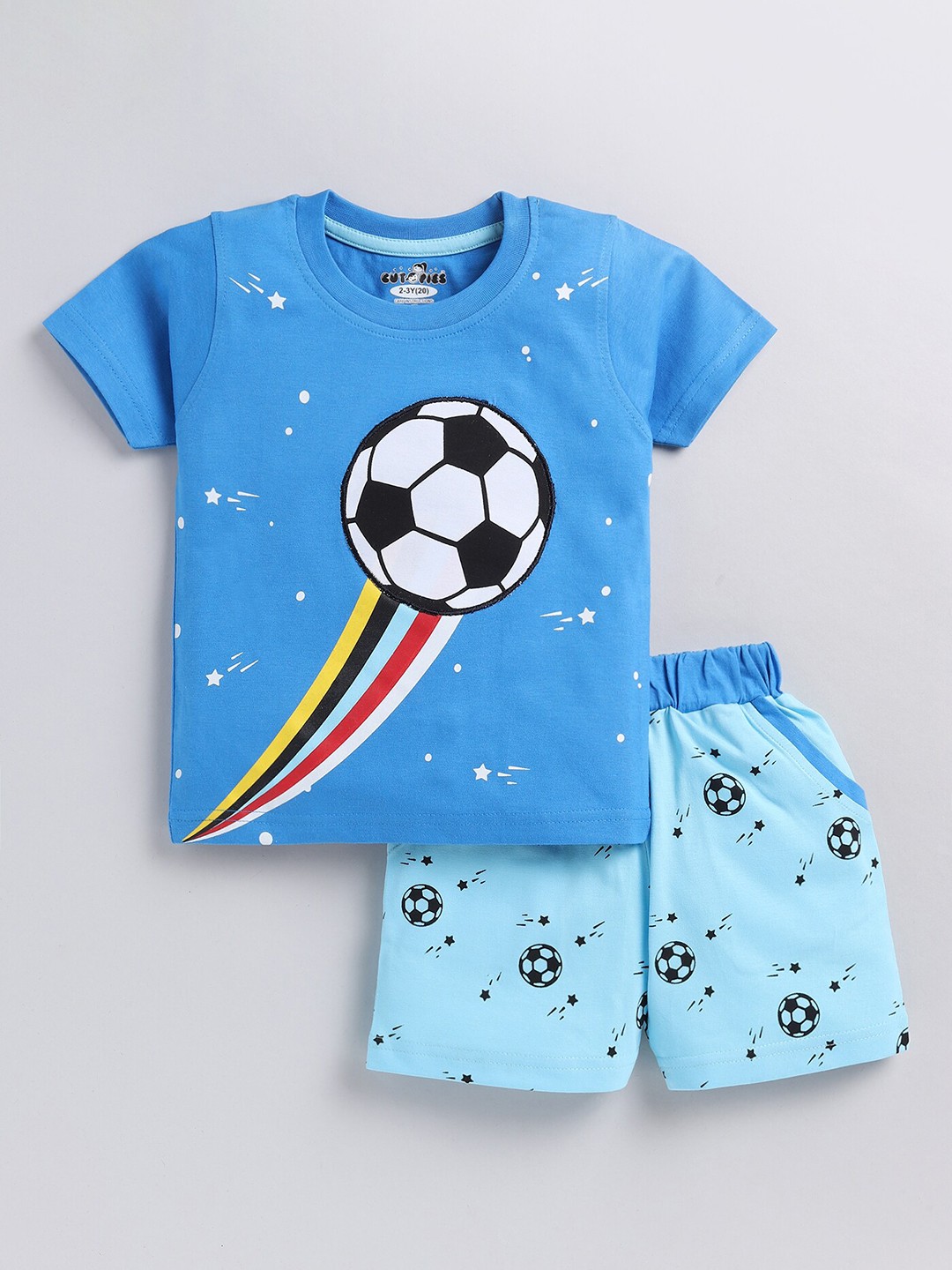 

BAESD Boys Printed Cotton T-shirt with Shorts, Blue