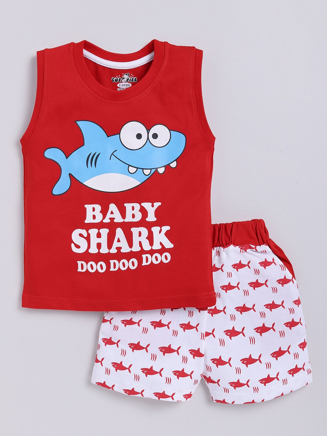 

BAESD Boys Printed Cotton T-shirt with Shorts, Red