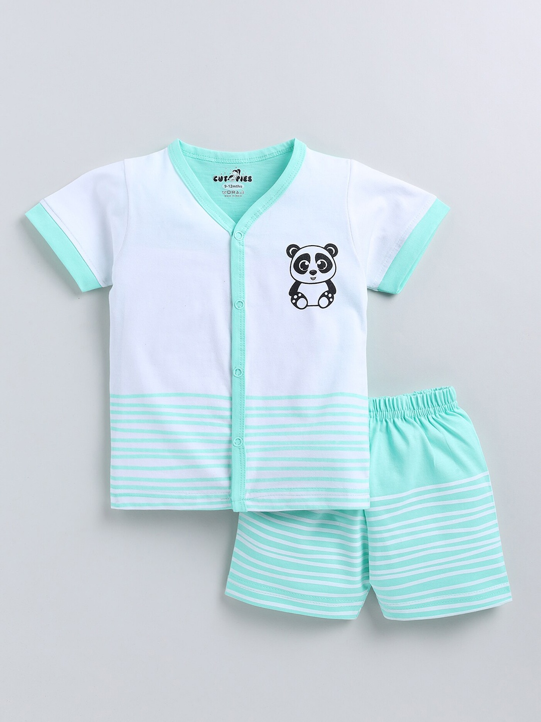 

BAESD Kids Printed Cotton T-shirt with Shorts, White