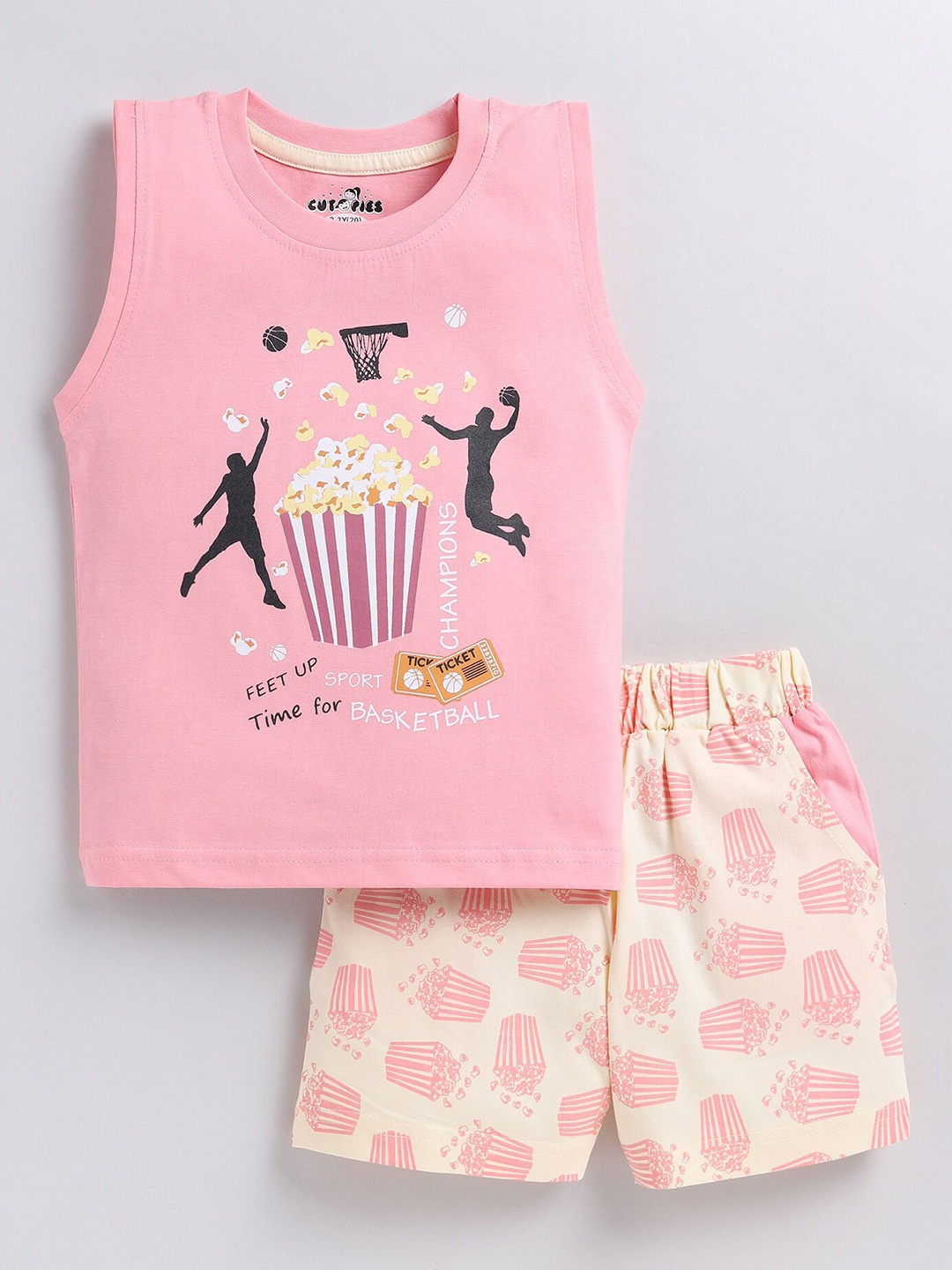 

BAESD Boys Printed Cotton T-shirt with Shorts, Rose