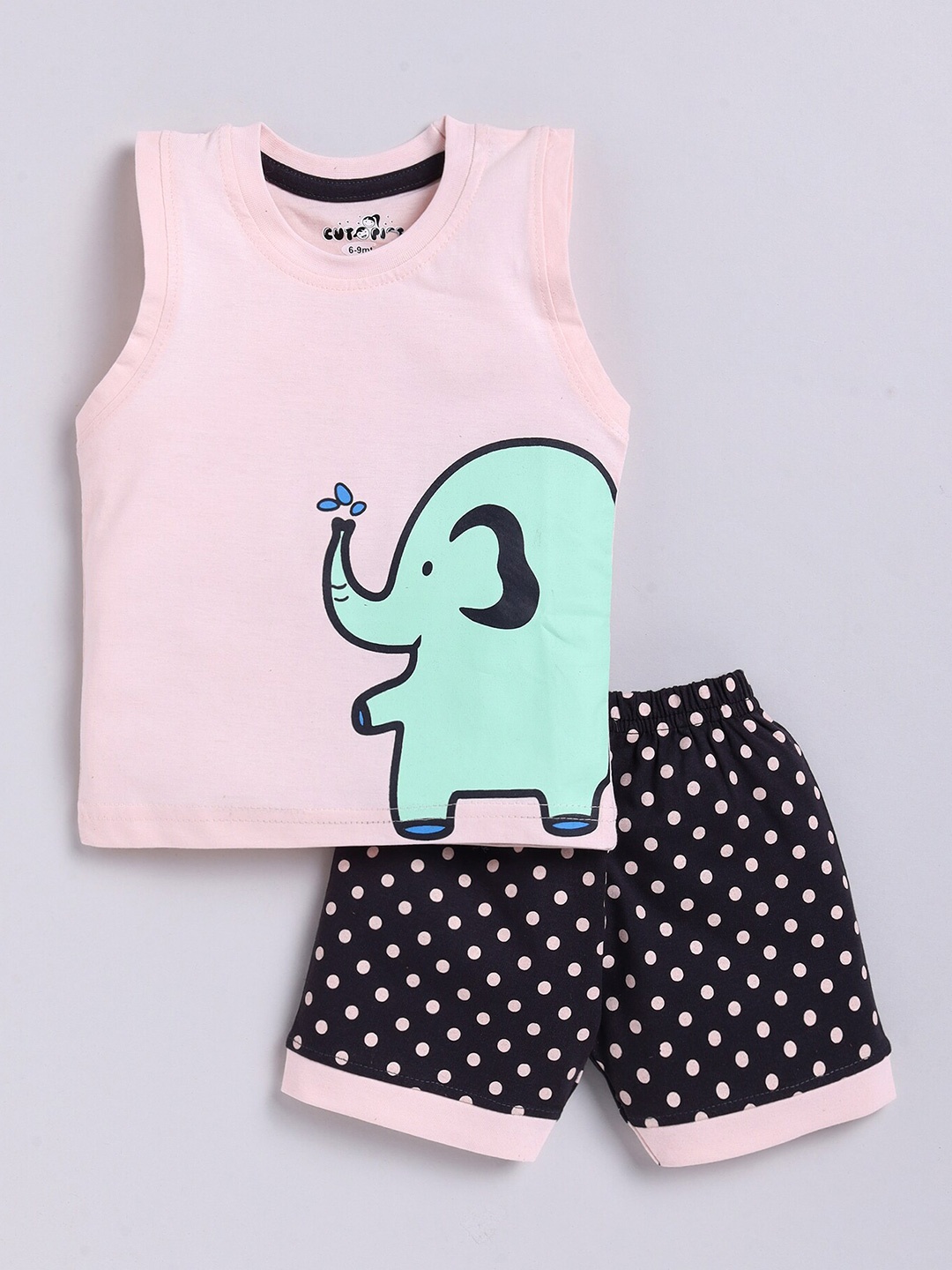 

BAESD Infants Printed Cotton T-shirt with Shorts, Pink
