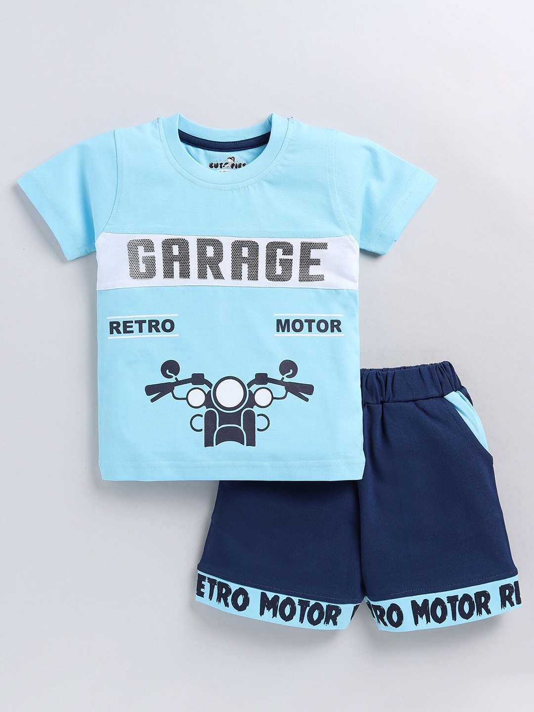 

BAESD Boys Printed Cotton T-shirt with Shorts, Blue