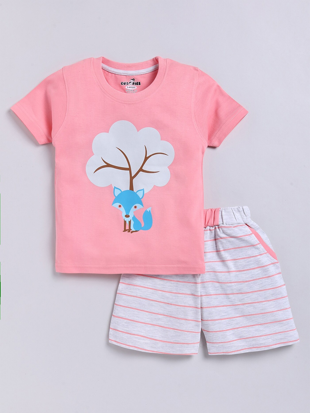 

BAESD Boys Printed T-shirt with Shorts, Pink