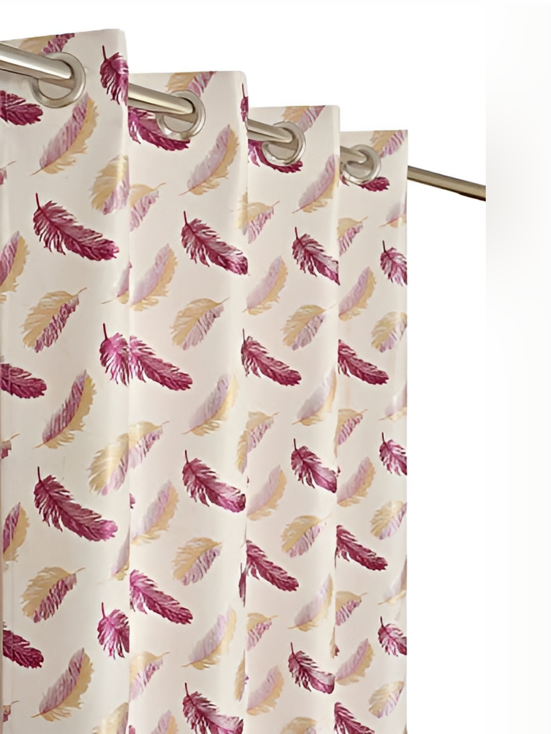 HOMECRUST Burgundy & White 2 Pcs Printed Satin Room Darkening Long Door Curtain
